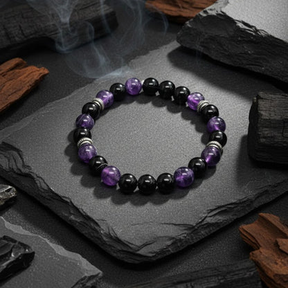 Natural Amethyst Gloss Dark Bracelet