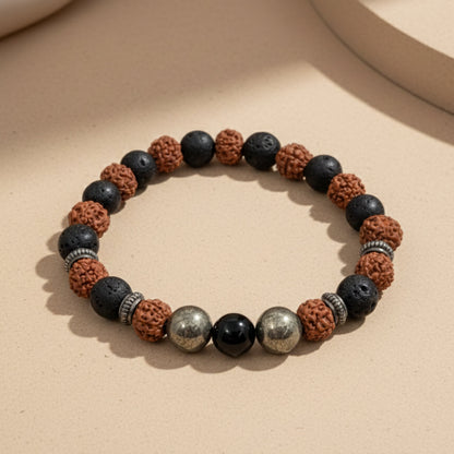 Natural Rudraksha Pyrite Bracelet