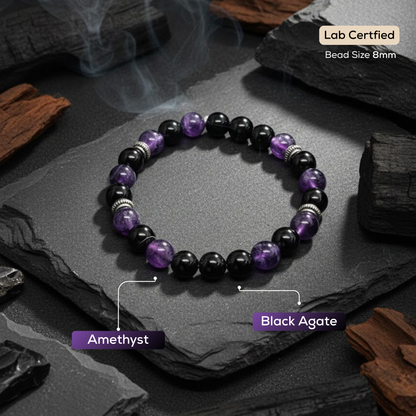 Natural Amethyst Gloss Dark Bracelet